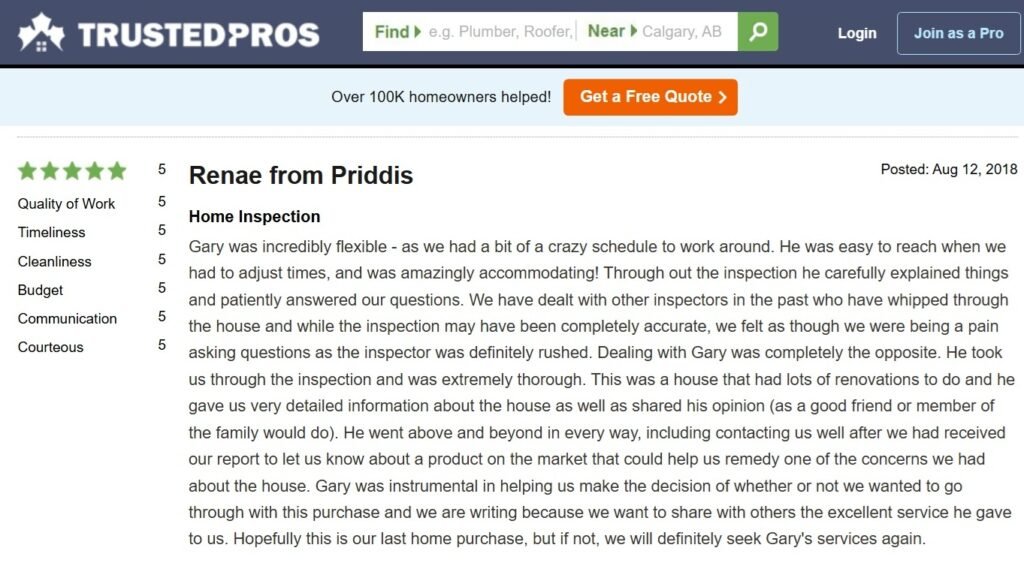 5 star review from Priddis