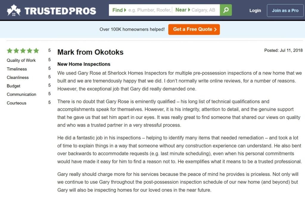 Home Inspection review