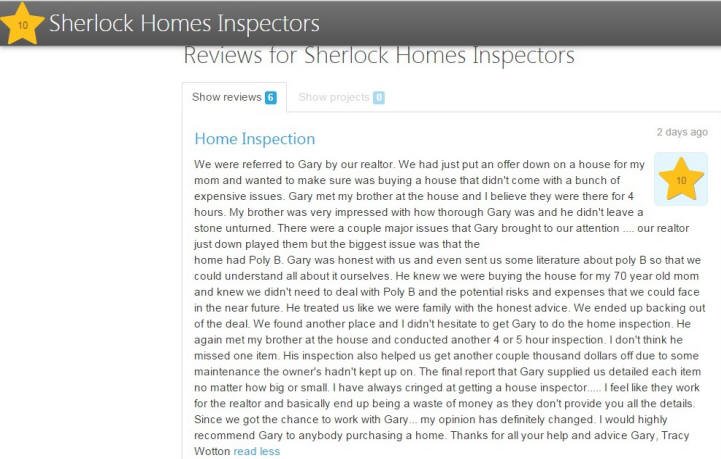 A review of sherlock homes inspectors